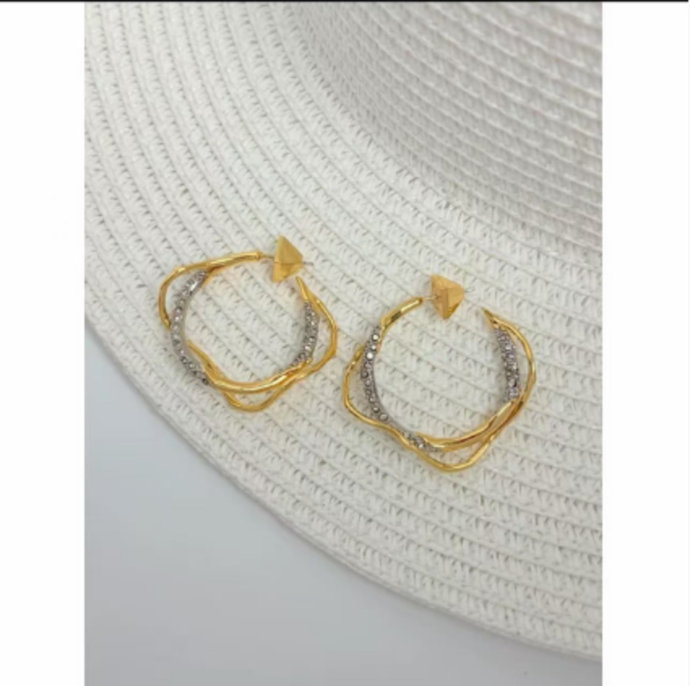 Alexis Bittar Solanales Gold Crystal Twist Hoop Earring